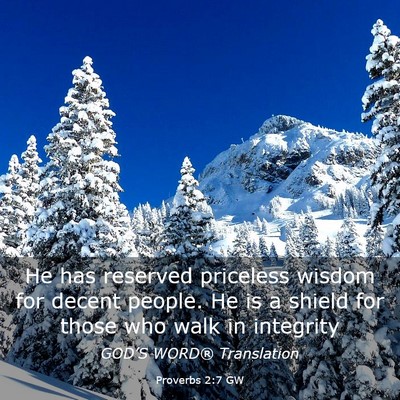 Picture 03 - Proverbs 2:7 GW - He has reserved priceless wisdom for decent - Bible Verse Picture
