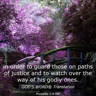 Picture 03 - Proverbs 2:8 GW - in order to guard those on paths of justice and - Bible Verse Picture