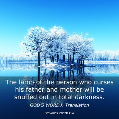 Picture 03 - Proverbs 20:20 GW - The lamp of the person who curses his father and - Bible Verse Picture