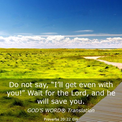 Picture 03 - Proverbs 20:22 GW - Do not say, “I’ll get even with you!” Wait - Bible Verse Picture