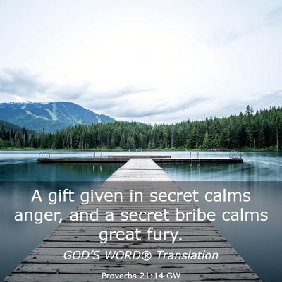 Picture 03 - Proverbs 21:14 GW - A gift given in secret calms anger, and a secret - Bible Verse Picture