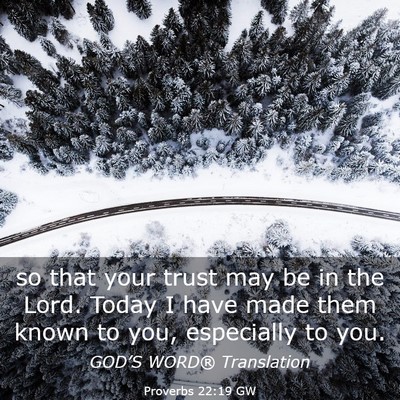 Picture 03 - Proverbs 22:19 GW - so that your trust may be in the Lord. Today I - Bible Verse Picture