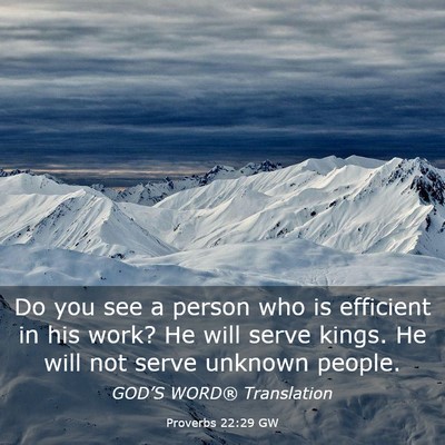 Picture 03 - Proverbs 22:29 GW - Do you see a person who is efficient in his work? - Bible Verse Picture