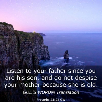 Picture 03 - Proverbs 23:22 GW - Listen to your father since you are his son, and - Bible Verse Picture