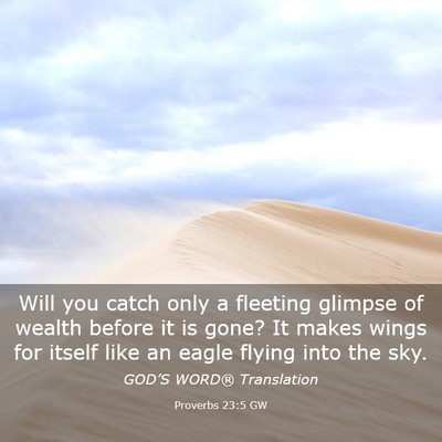 Picture 03 - Proverbs 23:5 GW - Will you catch only a fleeting glimpse of wealth - Bible Verse Picture
