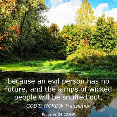 Picture 03 - Proverbs 24:20 GW - because an evil person has no future, and the - Bible Verse Picture