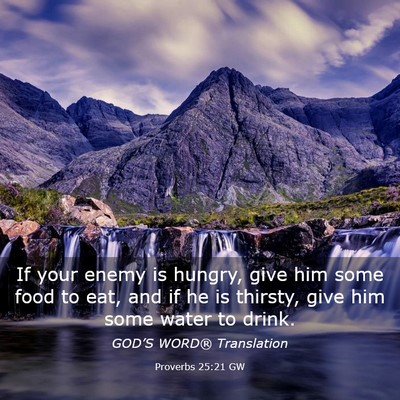 Picture 03 - Proverbs 25:21 GW - If your enemy is hungry, give him some food to - Bible Verse Picture