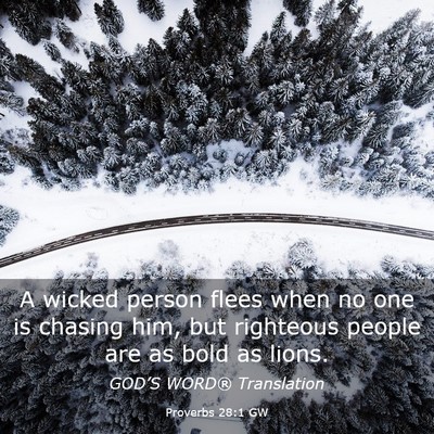 Picture 03 - Proverbs 28:1 GW - A wicked person flees when no one is chasing him, - Bible Verse Picture