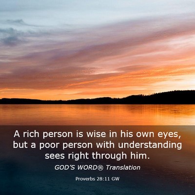 Picture 03 - Proverbs 28:11 GW - A rich person is wise in his own eyes, but a poor - Bible Verse Picture