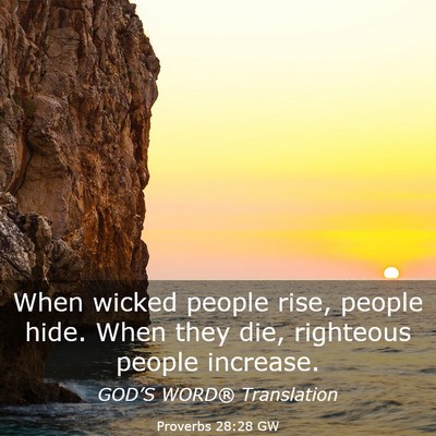 Picture 03 - Proverbs 28:28 GW - When wicked people rise, people hide. When they - Bible Verse Picture