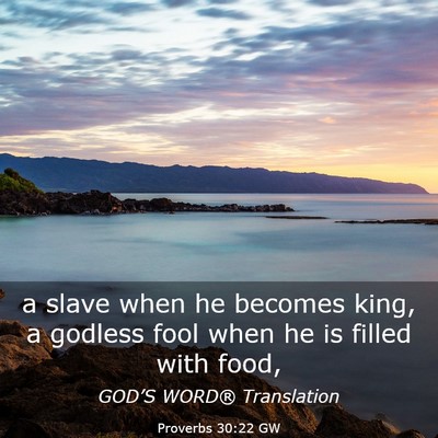 Picture 03 - Proverbs 30:22 GW - a slave when he becomes king, a godless fool when - Bible Verse Picture