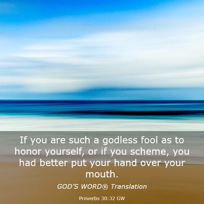 Picture 03 - Proverbs 30:32 GW - If you are such a godless fool as to honor - Bible Verse Picture