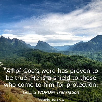 Picture 03 - Proverbs 30:5 GW - “All of God’s word has proven to be true. He - Bible Verse Picture