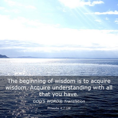 Picture 03 - Proverbs 4:7 GW - The beginning of wisdom is to acquire wisdom. - Bible Verse Picture