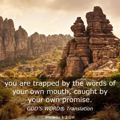 Picture 03 - Proverbs 6:2 GW - you are trapped by the words of your own mouth, - Bible Verse Picture
