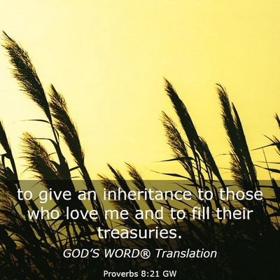 Picture 03 - Proverbs 8:21 GW - to give an inheritance to those who love me and - Bible Verse Picture