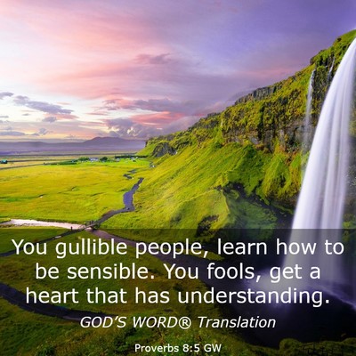 Picture 03 - Proverbs 8:5 GW - You gullible people, learn how to be sensible. - Bible Verse Picture