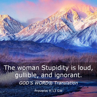 Picture 03 - Proverbs 9:13 GW - The woman Stupidity is loud, gullible, and - Bible Verse Picture