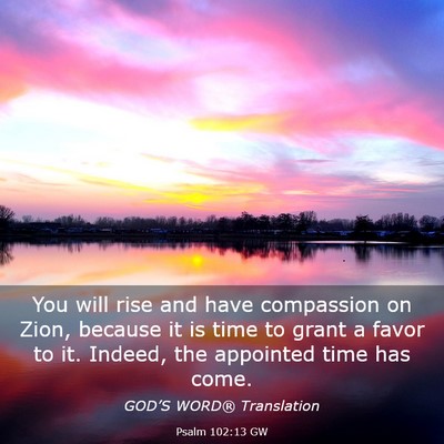 Picture 03 - Psalm 102:13 GW - You will rise and have compassion on Zion, - Bible Verse Picture