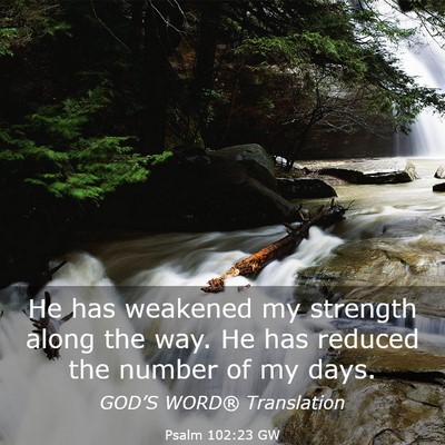 Picture 03 - Psalm 102:23 GW - He has weakened my strength along the way. He has - Bible Verse Picture