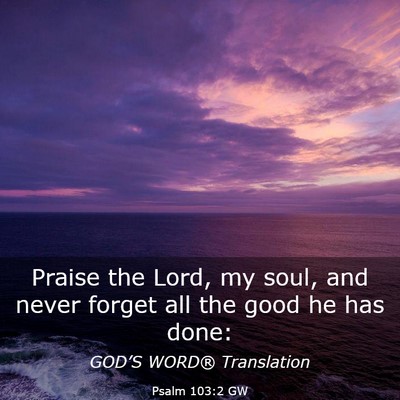 Picture 03 - Psalm 103:2 GW - Praise the Lord, my soul, and never forget all - Bible Verse Picture