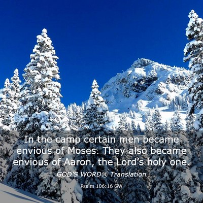 Picture 03 - Psalm 106:16 GW - In the camp certain men became envious of Moses. - Bible Verse Picture