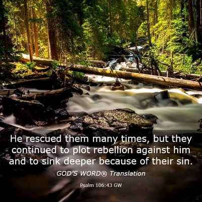 Picture 03 - Psalm 106:43 GW - He rescued them many times, but they continued to - Bible Verse Picture
