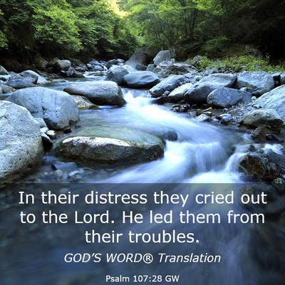 Picture 03 - Psalm 107:28 GW - In their distress they cried out to the Lord. He - Bible Verse Picture