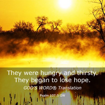 Picture 03 - Psalm 107:5 GW - They were hungry and thirsty. They began to lose - Bible Verse Picture