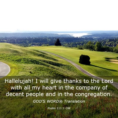 Picture 03 - Psalm 111:1 GW - Hallelujah! I will give thanks to the Lord with - Bible Verse Picture