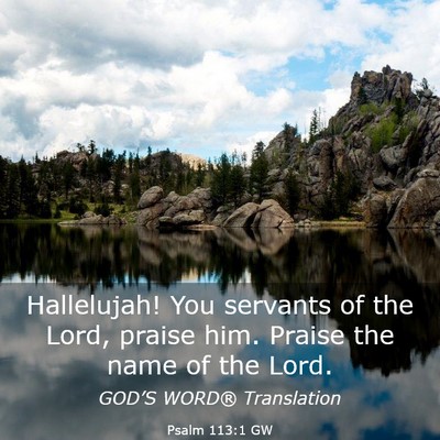 Picture 03 - Psalm 113:1 GW - Hallelujah! You servants of the Lord, praise him. - Bible Verse Picture