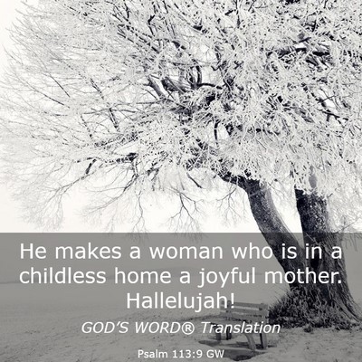 Picture 03 - Psalm 113:9 GW - He makes a woman who is in a childless home a - Bible Verse Picture