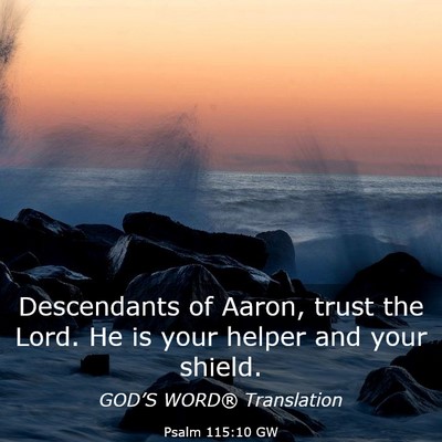 Picture 03 - Psalm 115:10 GW - Descendants of Aaron, trust the Lord. He is your - Bible Verse Picture