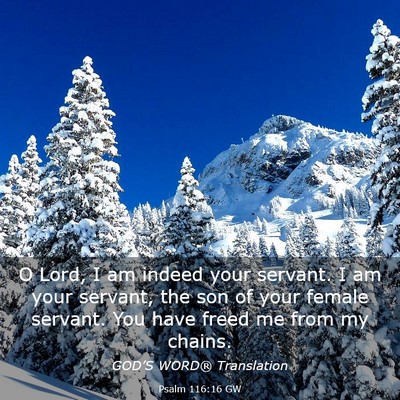 Picture 03 - Psalm 116:16 GW - O Lord, I am indeed your servant. I am your - Bible Verse Picture