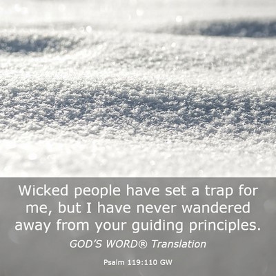 Picture 03 - Psalm 119:110 GW - Wicked people have set a trap for me, but I have - Bible Verse Picture