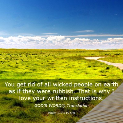 Picture 03 - Psalm 119:119 GW - You get rid of all wicked people on earth as if - Bible Verse Picture