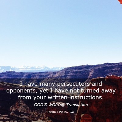 Picture 03 - Psalm 119:157 GW - I have many persecutors and opponents, yet I have - Bible Verse Picture