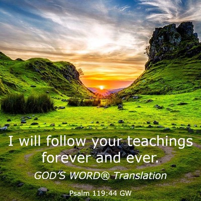 Picture 03 - Psalm 119:44 GW - I will follow your teachings forever and - Bible Verse Picture
