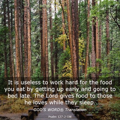 Picture 03 - Psalm 127:2 GW - It is useless to work hard for the food you eat - Bible Verse Picture