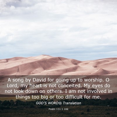 Picture 03 - Psalm 131:1 GW - A song by David for going up to worship. O Lord, - Bible Verse Picture