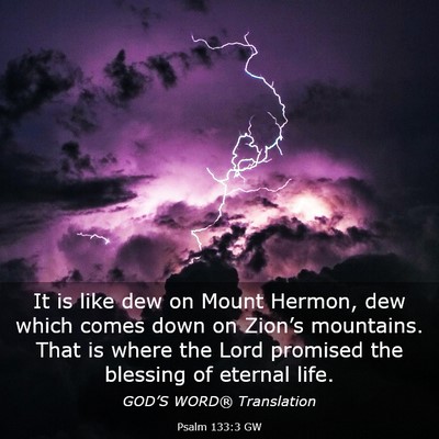 Picture 03 - Psalm 133:3 GW - It is like dew on Mount Hermon, dew which comes - Bible Verse Picture