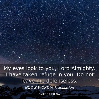 Picture 03 - Psalm 141:8 GW - My eyes look to you, Lord Almighty. I have taken - Bible Verse Picture
