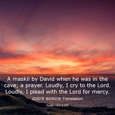 Picture 03 - Psalm 142:1 GW - A maskil by David when he was in the cave; a - Bible Verse Picture