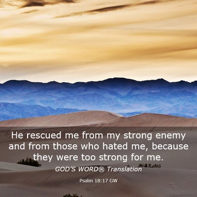 Picture 03 - Psalm 18:17 GW - He rescued me from my strong enemy and from those - Bible Verse Picture
