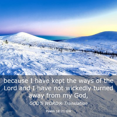 Picture 03 - Psalm 18:21 GW - because I have kept the ways of the Lord and I - Bible Verse Picture