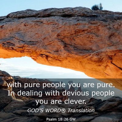 Picture 03 - Psalm 18:26 GW - with pure people you are pure. In dealing with - Bible Verse Picture