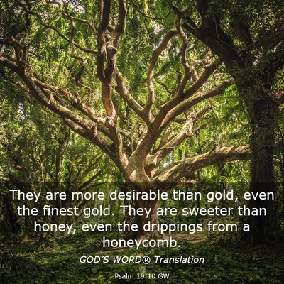 Picture 03 - Psalm 19:10 GW - They are more desirable than gold, even the - Bible Verse Picture