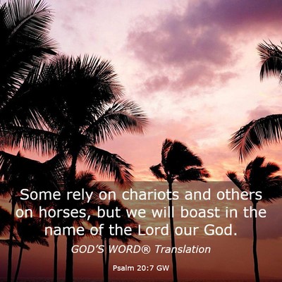 Picture 03 - Psalm 20:7 GW - Some rely on chariots and others on horses, but - Bible Verse Picture