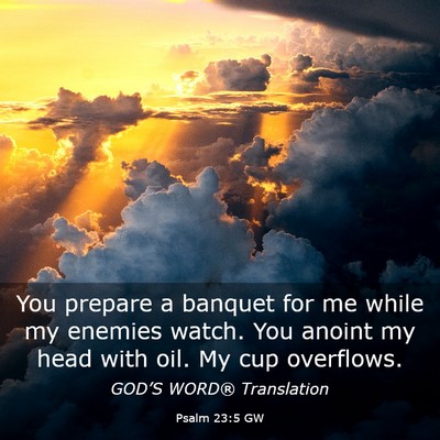 Picture 03 - Psalm 23:5 GW - You prepare a banquet for me while my enemies - Bible Verse Picture