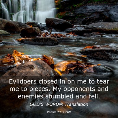 Picture 03 - Psalm 27:2 GW - Evildoers closed in on me to tear me to pieces. - Bible Verse Picture